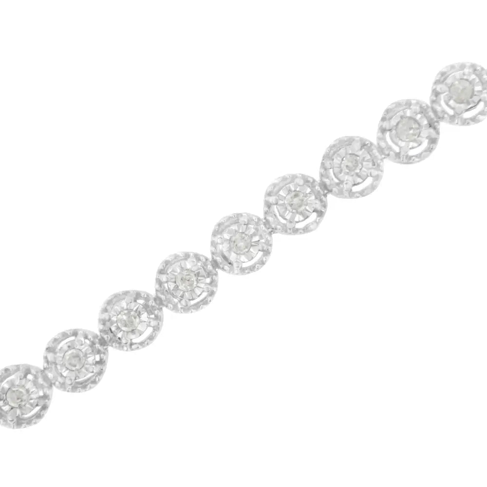 .925 Sterling Silver 1/2 Cttw Miracle-set Round-cut Diamond Bezel Link Bracelet (i-j Color I3 Clarity) - 7.25’’