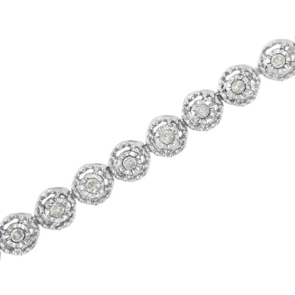 .925 Sterling Silver 1/2 Cttw Miracle Set Round Diamond Bezel Design Link Bracelet (i-j Color I2-i3 Clarity)