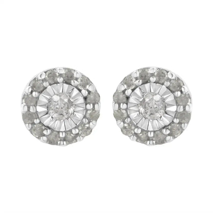 .925 Sterling Silver 1/2 Cttw Miracle-set Round Diamond Halo Stud Earrings (i-j Clarity I3 Color) - Fine Jewelry