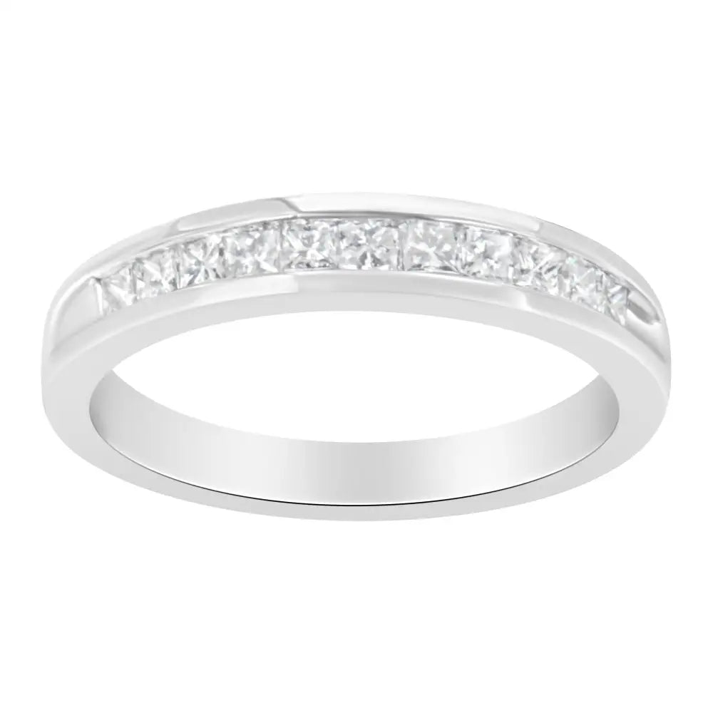 .925 Sterling Silver 1/2 Cttw Princess-cut Diamond Channel-set Half-eternity Wedding or Anniversary Band Ring (h-i