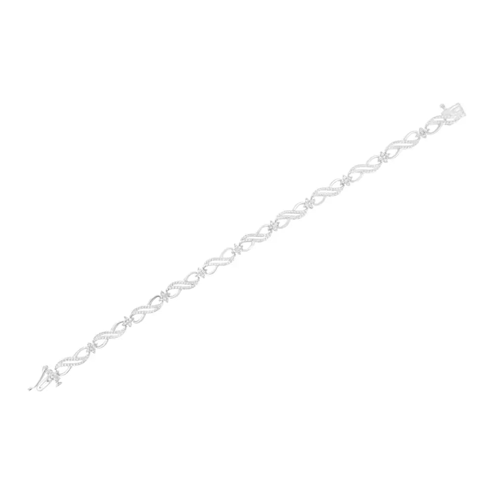 .925 Sterling Silver 1/2 Cttw Prong Set Round-cut Diamond Infinity Weave Link Bracelet (i-j Color I2-i3 Clarity) - Size