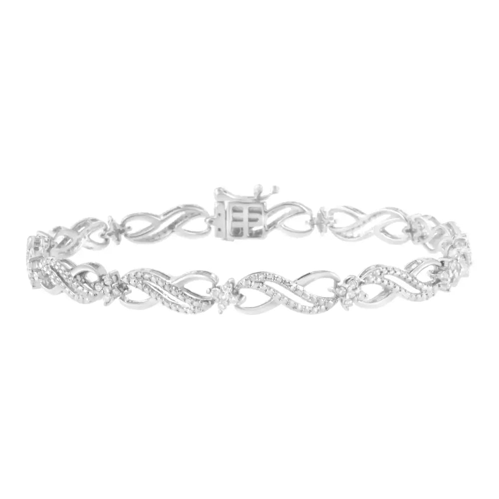 .925 Sterling Silver 1/2 Cttw Prong Set Round-cut Diamond Infinity Weave Link Bracelet (i-j Color I2-i3 Clarity) - Size