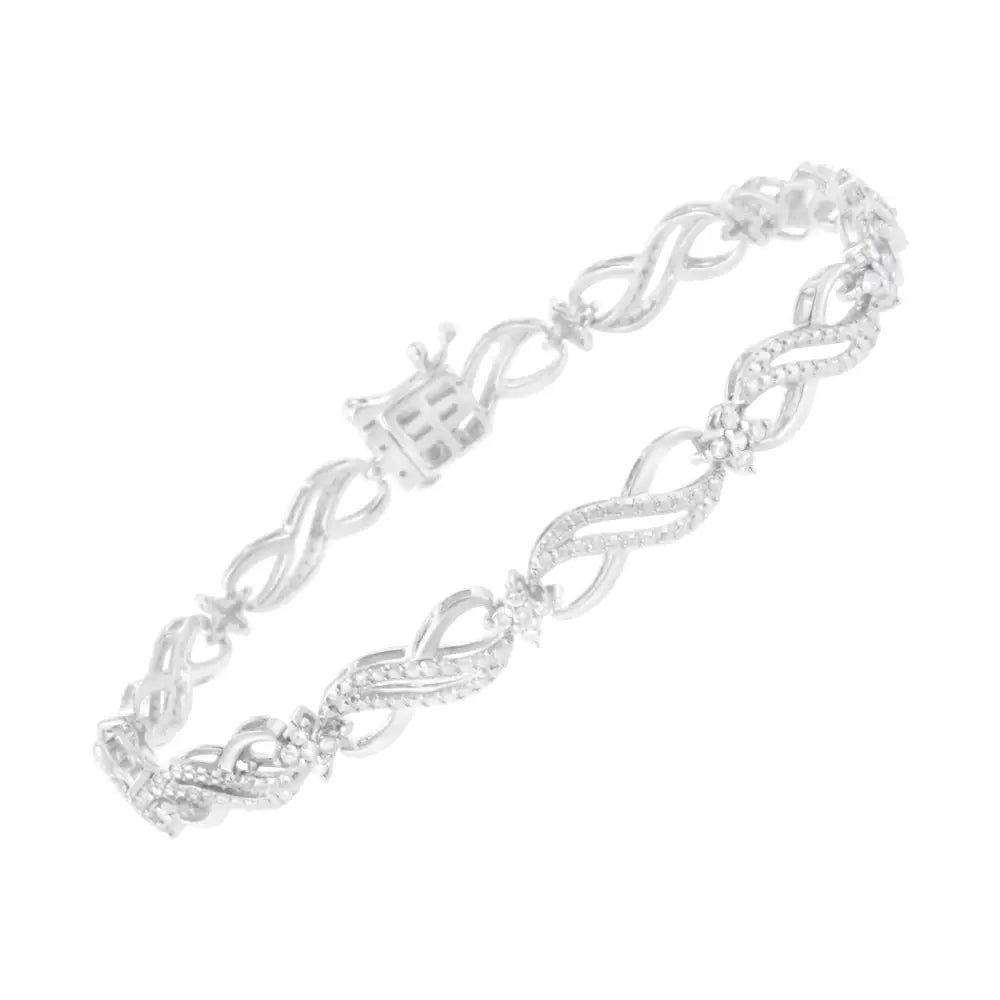 .925 Sterling Silver 1/2 Cttw Prong Set Round-cut Diamond Infinity Weave Link Bracelet (i-j Color I2-i3 Clarity) - Size