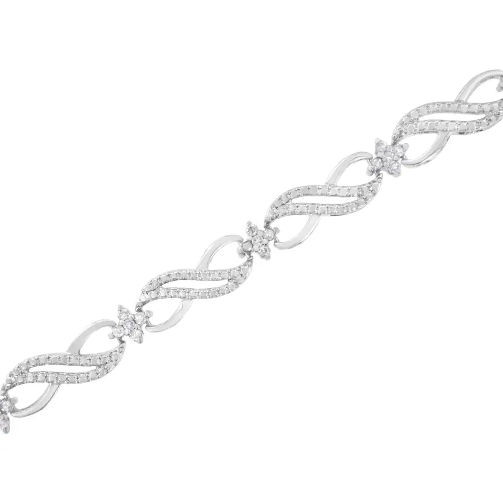 .925 Sterling Silver 1/2 Cttw Prong Set Round-cut Diamond Infinity Weave Link Bracelet (i-j Color I2-i3 Clarity) - Size