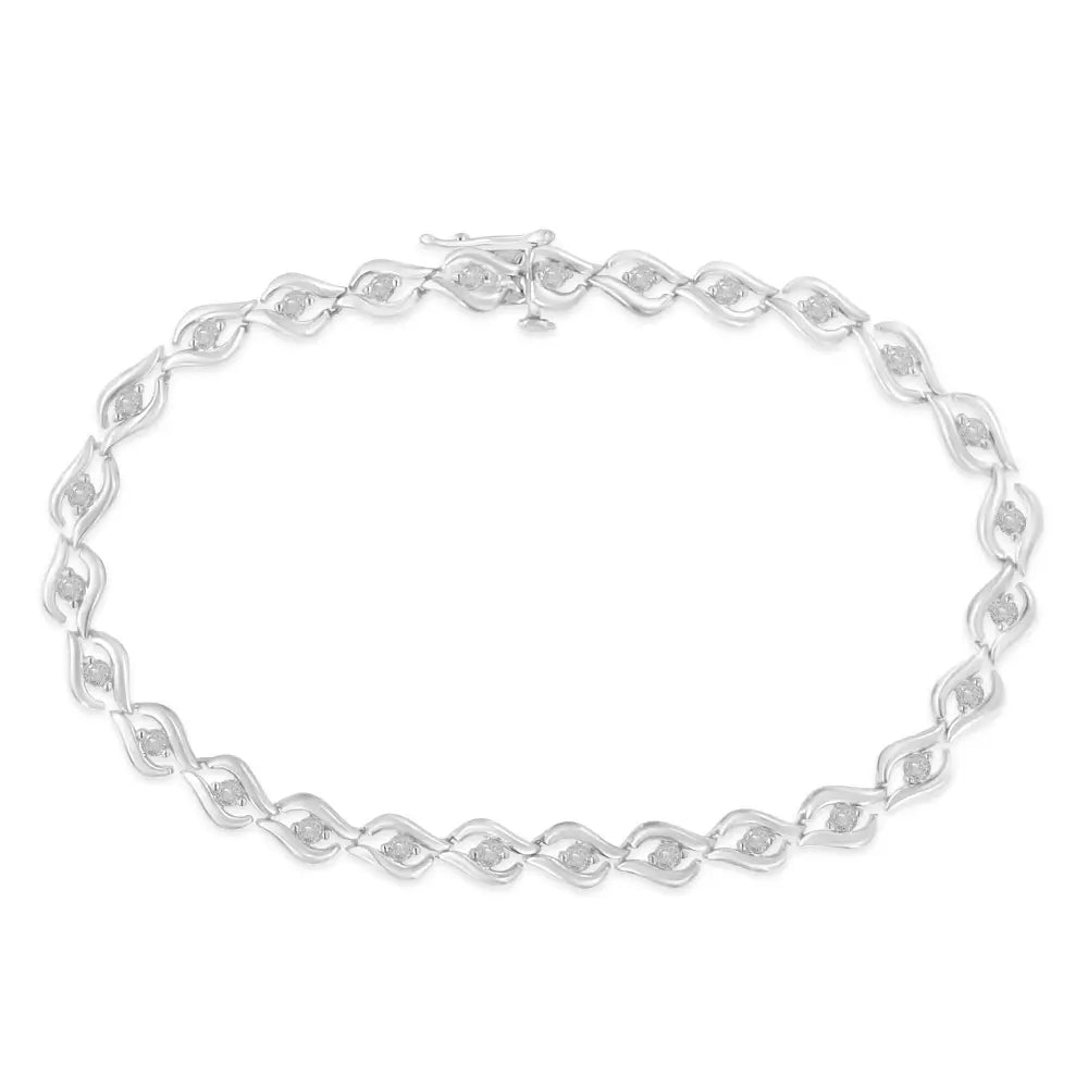 .925 Sterling Silver 1/2 Cttw Rose Cut Diamond Almond Shape Link Tennis Bracelet (i-j Color I3 Clarity) - 7” - Fine