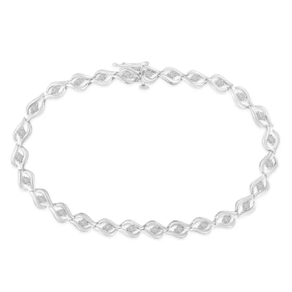 .925 Sterling Silver 1/2 Cttw Rose Cut Diamond Almond Shape Link Tennis Bracelet (i-j Color I3 Clarity) - 7” - Fine