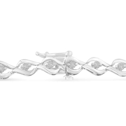 .925 Sterling Silver 1/2 Cttw Rose Cut Diamond Almond Shape Link Tennis Bracelet (i-j Color I3 Clarity) - 7” - Fine