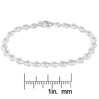 .925 Sterling Silver 1/2 Cttw Rose Cut Diamond Almond Shape Link Tennis Bracelet (i-j Color I3 Clarity) - 7” - Fine