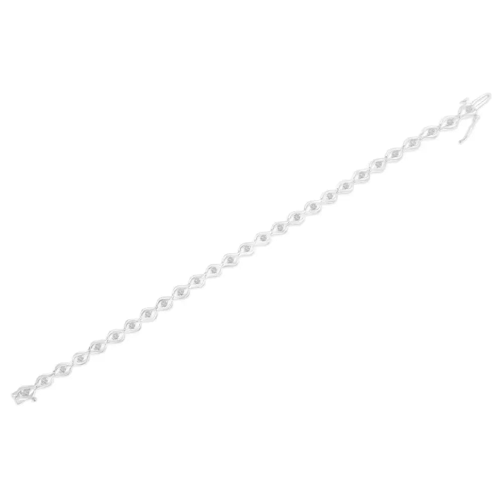 .925 Sterling Silver 1/2 Cttw Rose Cut Diamond Almond Shape Link Tennis Bracelet (i-j Color I3 Clarity) - 7” - Fine