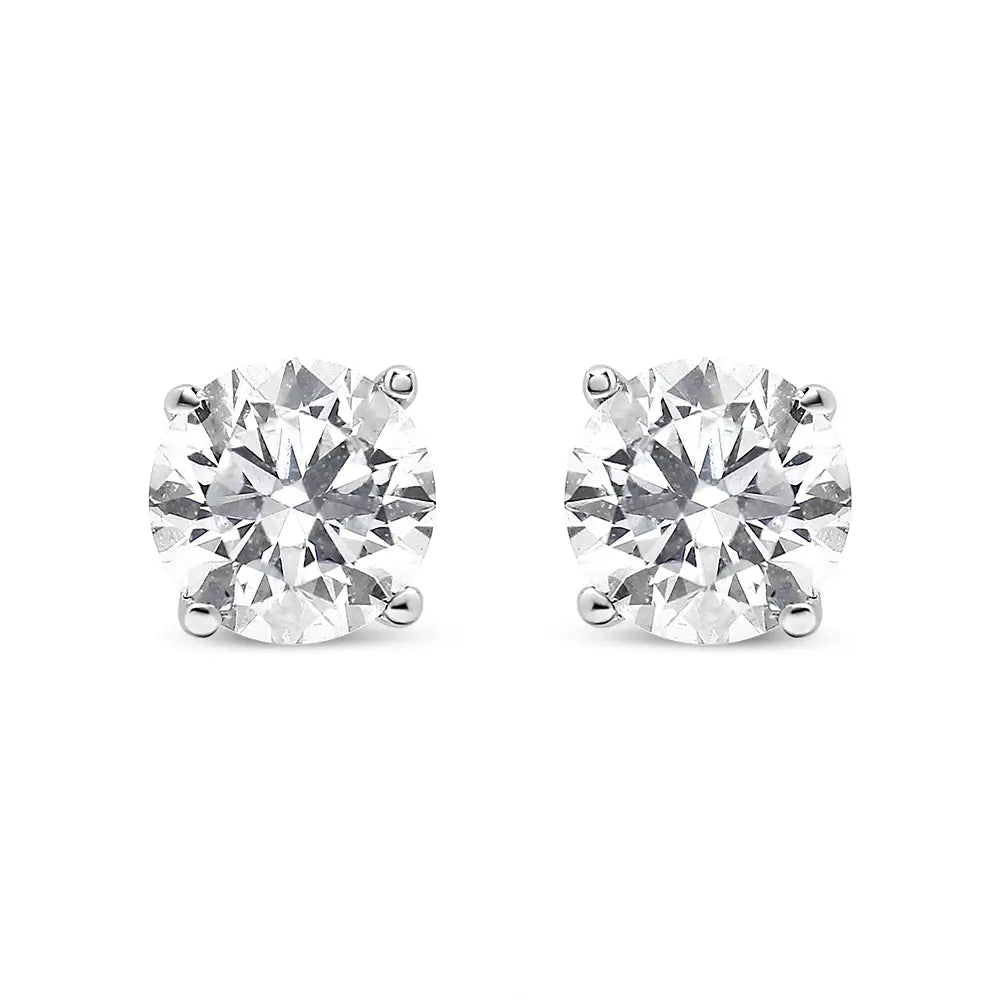 .925 Sterling Silver 1/2 Cttw Round Brilliant-cut Diamond Classic 4-prong Stud Earrings (i-j Color I2-i3 Clarity)