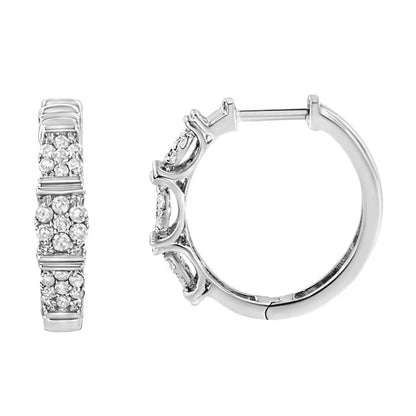 .925 Sterling Silver 1/2 Cttw Round-cut Diamond Floral Cluster Hoop Earring (i-j Color I2-i3 Clarity) - Fine Jewelry