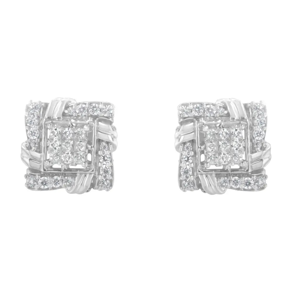 .925 Sterling Silver 1/2 Cttw Round-cut Diamond Stud Earrings (i-j Color I1-i2 Clarity) - Fine Jewelry us Direct