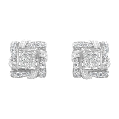 .925 Sterling Silver 1/2 Cttw Round-cut Diamond Stud Earrings (i-j Color I1-i2 Clarity) - Fine Jewelry us Direct