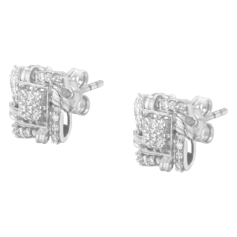 .925 Sterling Silver 1/2 Cttw Round-cut Diamond Stud Earrings (i-j Color I1-i2 Clarity) - Fine Jewelry us Direct