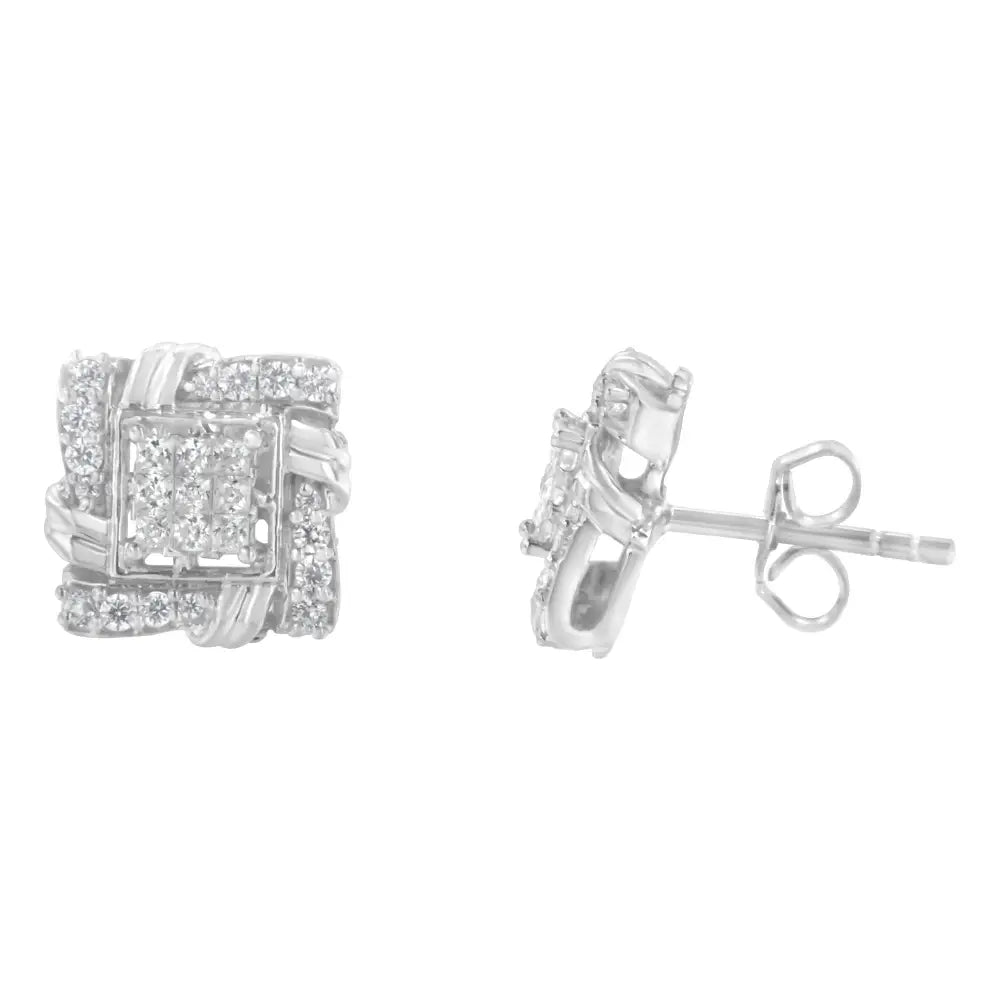 .925 Sterling Silver 1/2 Cttw Round-cut Diamond Stud Earrings (i-j Color I1-i2 Clarity) - Fine Jewelry us Direct