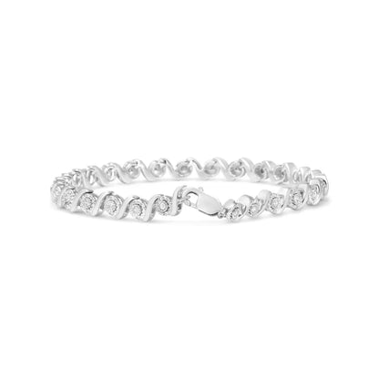 .925 Sterling Silver 1/2 Cttw Round Diamond Halo S-link Bracelet (i-j Color I2-i3 Clarity) - 7.25’’ - Fine Jewelry