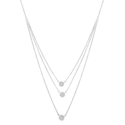 .925 Sterling Silver 1/2 Cttw Round Diamond Medallion Multi-strand Tri Pendant 18’’ Necklace (h-i Color I2-i3