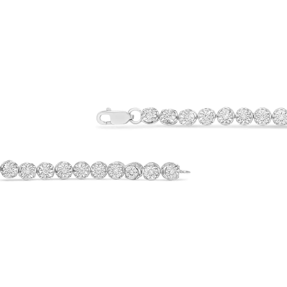 .925 Sterling Silver 1/2 Cttw Round Miracle-set Diamond Tennis Bracelet (i2-i3 Clarity I-j Color) - 7.25’’ - Fine