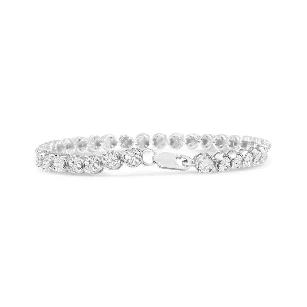 .925 Sterling Silver 1/2 Cttw Round Miracle-set Diamond Tennis Bracelet (i2-i3 Clarity I-j Color) - 7.25’’ - Fine