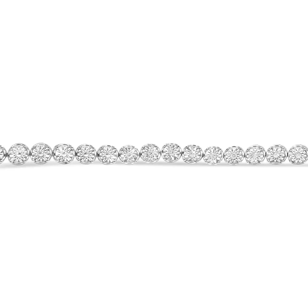 .925 Sterling Silver 1/2 Cttw Round Miracle-set Diamond Tennis Bracelet (i2-i3 Clarity I-j Color) - 7.25’’ - Fine