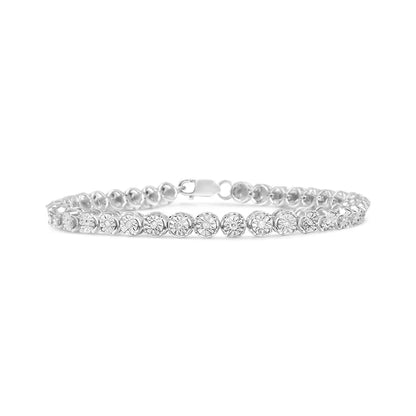 .925 Sterling Silver 1/2 Cttw Round Miracle-set Diamond Tennis Bracelet (i2-i3 Clarity I-j Color) - 7.25’’ - Fine