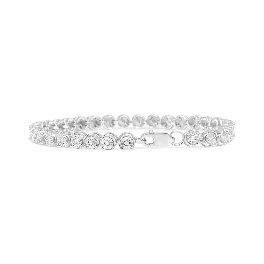 .925 Sterling Silver 1/2 Cttw Round Miracle-set Diamond Tennis Bracelet (i2-i3 Clarity I-j Color) - 7.25’’ - Fine