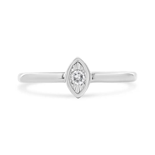 .925 Sterling Silver 1/20 Cttw Diamond Marquise Shaped Promise Ring (j-k I1-i2) - Fine Jewelry us Direct