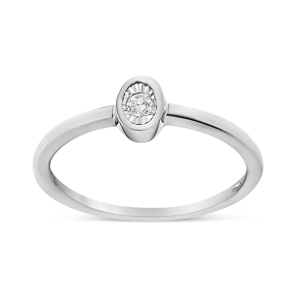 .925 Sterling Silver 1/20 Cttw Miracle Set Diamond Oval Shaped Promise Ring (j-k Color I1-i2 Clarity) - Fine Jewelry