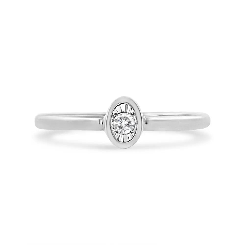 .925 Sterling Silver 1/20 Cttw Miracle Set Diamond Oval Shaped Promise Ring (j-k Color I1-i2 Clarity) - Fine Jewelry