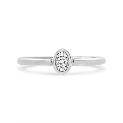 .925 Sterling Silver 1/20 Cttw Miracle Set Diamond Oval Shaped Promise Ring (j-k Color I1-i2 Clarity) - Fine Jewelry