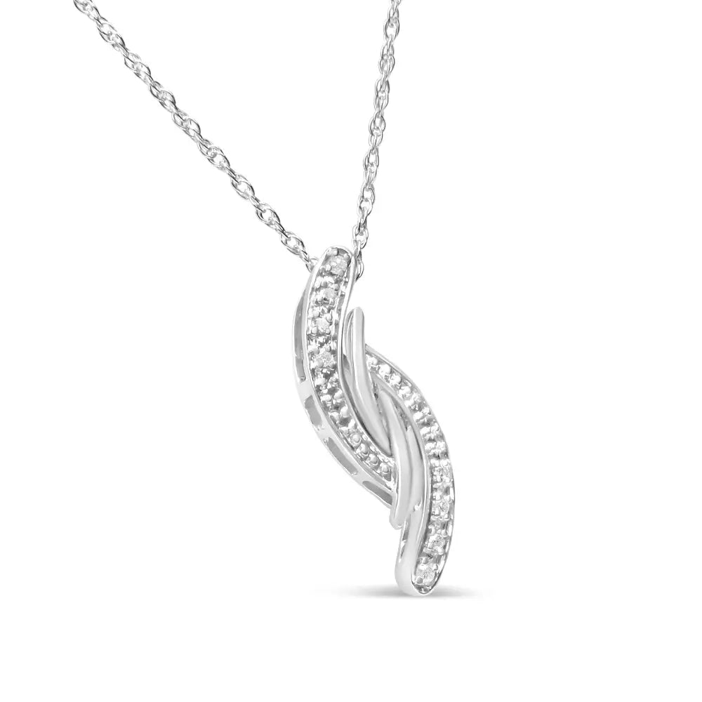 .925 Sterling Silver 1/20 Cttw Round Cut Diamond Fashion Pendant Necklace (h-i I2) - Fine Jewelry us Direct