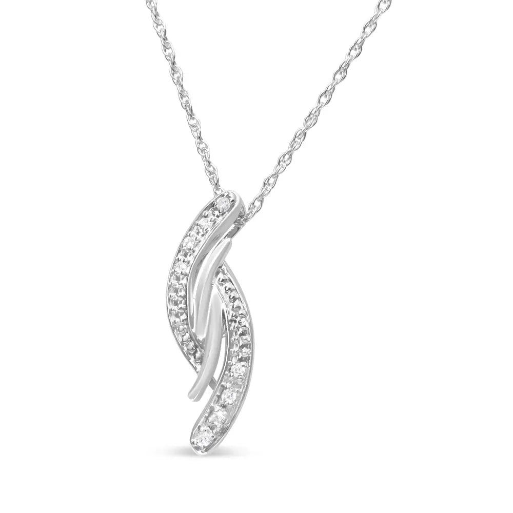 .925 Sterling Silver 1/20 Cttw Round Cut Diamond Fashion Pendant Necklace (h-i I2) - Fine Jewelry us Direct