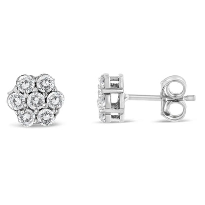 .925 Sterling Silver 1/2ct Cttw Lab Grown Diamond Floral Stud Earrings (f-g Color Si1-si2 Clarity) - Fine Jewelry