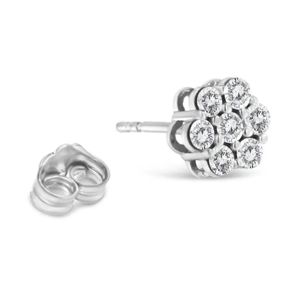 .925 Sterling Silver 1/2ct Cttw Lab Grown Diamond Floral Stud Earrings (f-g Color Si1-si2 Clarity) - Fine Jewelry