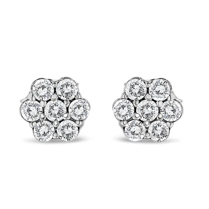 .925 Sterling Silver 1/2ct Cttw Lab Grown Diamond Floral Stud Earrings (f-g Color Si1-si2 Clarity) - Fine Jewelry