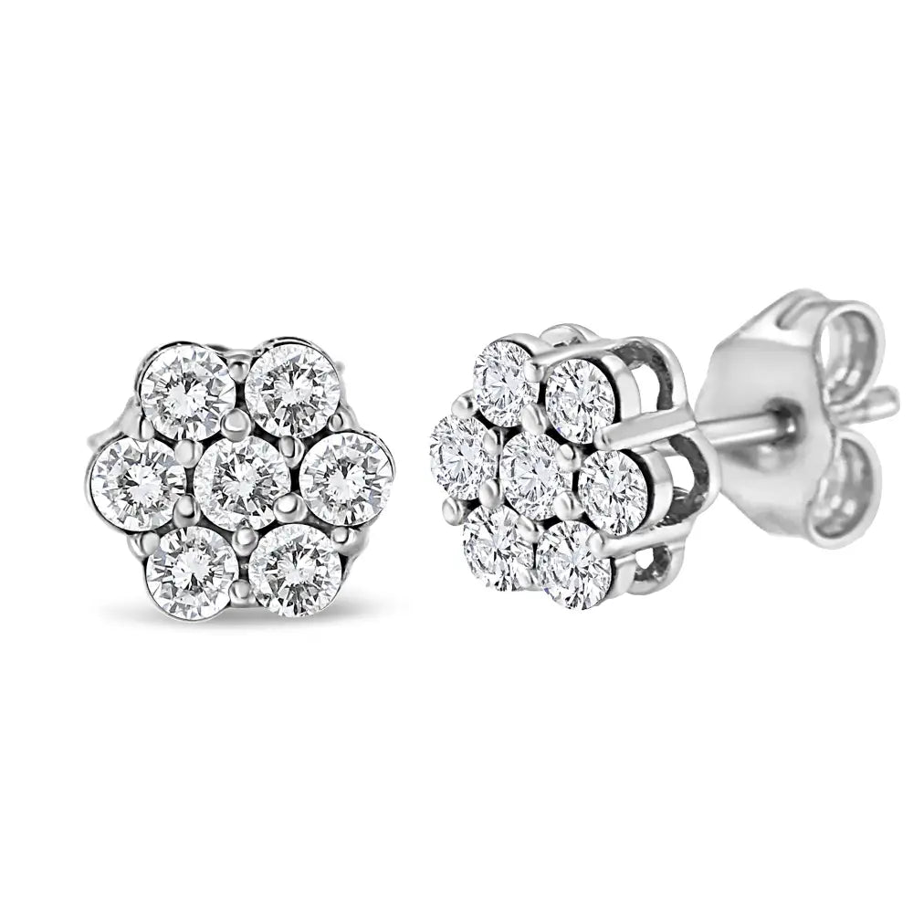 .925 Sterling Silver 1/2ct Cttw Lab Grown Diamond Floral Stud Earrings (f-g Color Si1-si2 Clarity) - Fine Jewelry