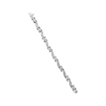 .925 Sterling Silver 1 3/4 Cttw Diamond Wave and x Link Tennis Bracelet (i-j Color I3 Clarity) - 7’’ - Fine Jewelry