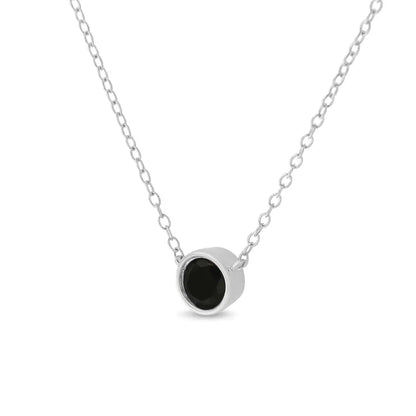 .925 Sterling Silver 1/3 Cttw Bezel-set Treated Black Diamond Solitaire 18’’ Pendant Necklace (black Color I1-i2