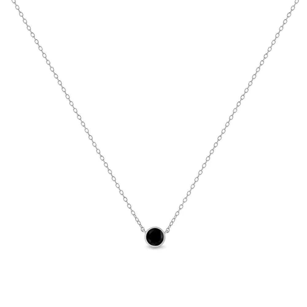 .925 Sterling Silver 1/3 Cttw Bezel-set Treated Black Diamond Solitaire 18’’ Pendant Necklace (black Color I1-i2