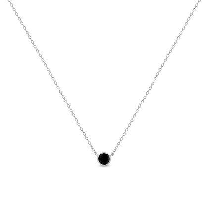 .925 Sterling Silver 1/3 Cttw Bezel-set Treated Black Diamond Solitaire 18’’ Pendant Necklace (black Color I1-i2