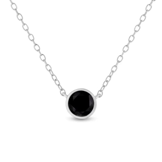 .925 Sterling Silver 1/3 Cttw Bezel-set Treated Black Diamond Solitaire 18’’ Pendant Necklace (black Color I1-i2