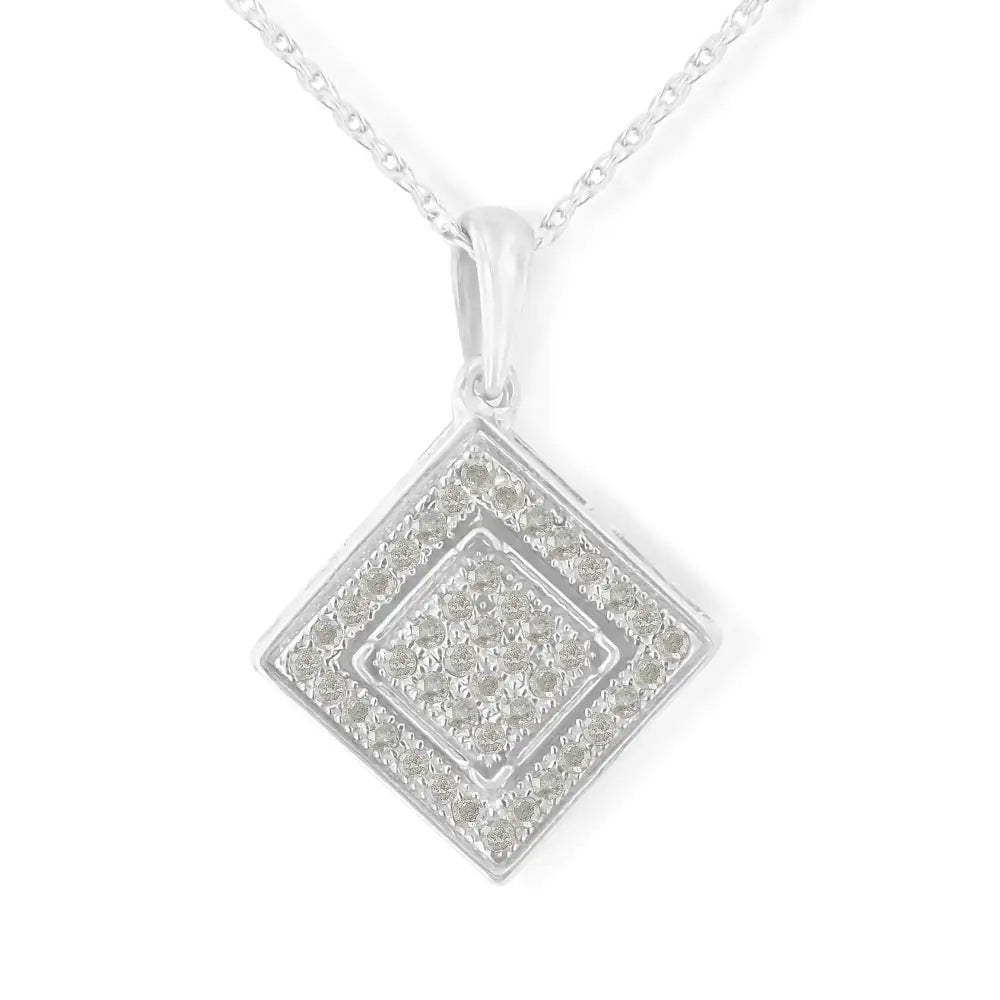 .925 Sterling Silver 1/3 Cttw Diamond Rhombus Shaped 18’’ Pendant Necklace (i-j Color I2-i3 Clarity) - Fine Jewelry