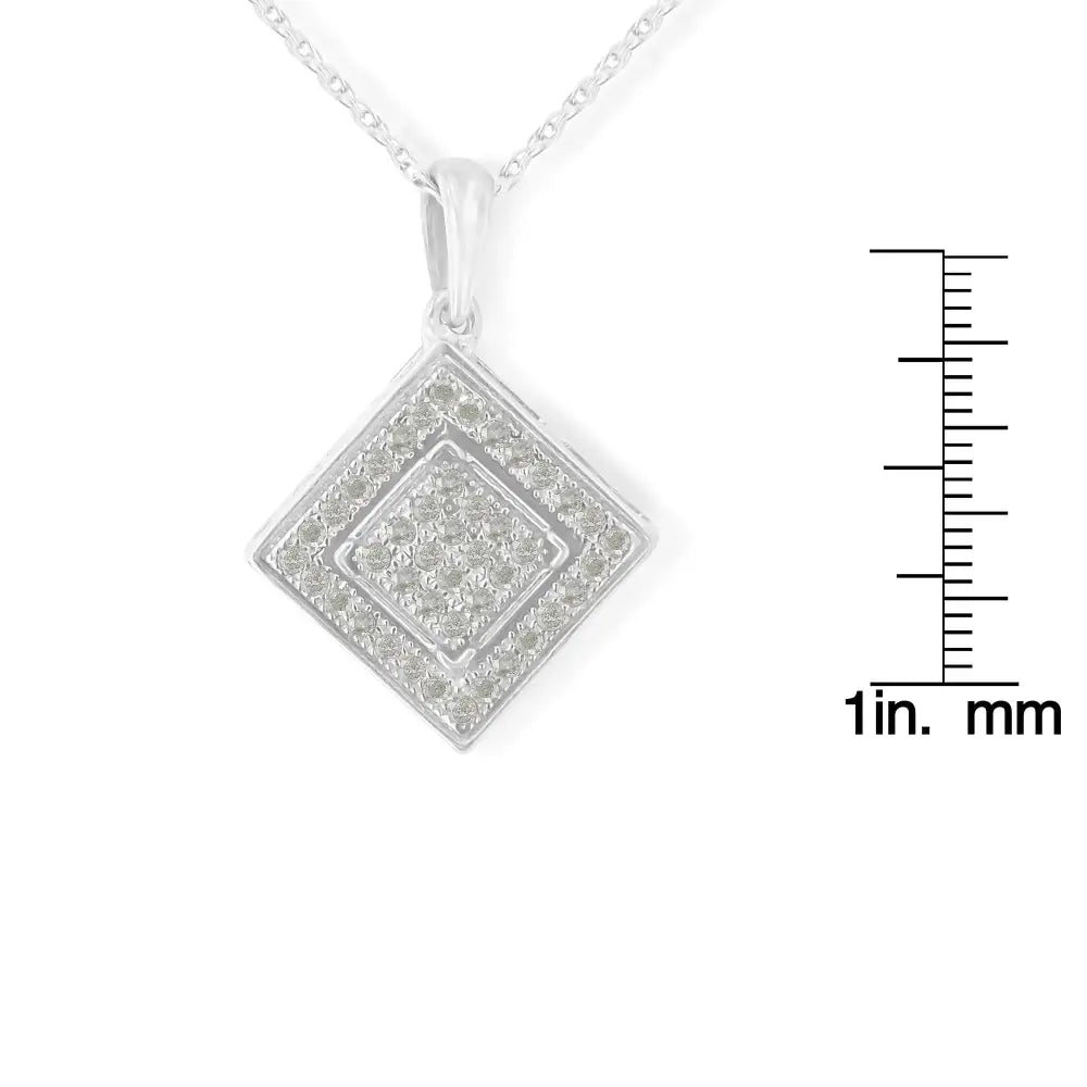 .925 Sterling Silver 1/3 Cttw Diamond Rhombus Shaped 18’’ Pendant Necklace (i-j Color I2-i3 Clarity) - Fine Jewelry