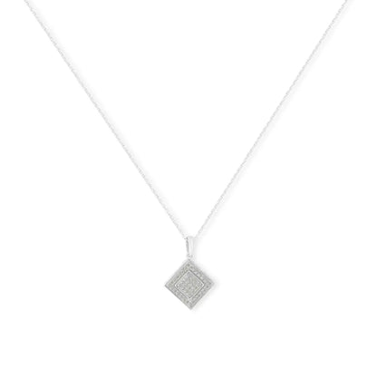 .925 Sterling Silver 1/3 Cttw Diamond Rhombus Shaped 18’’ Pendant Necklace (i-j Color I2-i3 Clarity) - Fine Jewelry