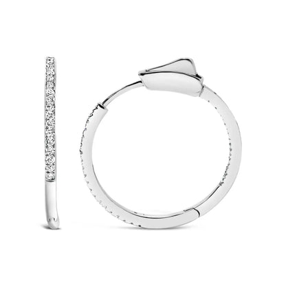 .925 Sterling Silver 1/3 Cttw Inside out Diamond 1mm Wide Hoop Earrings (h-i Color I2-i3 Clarity) - Fine Jewelry