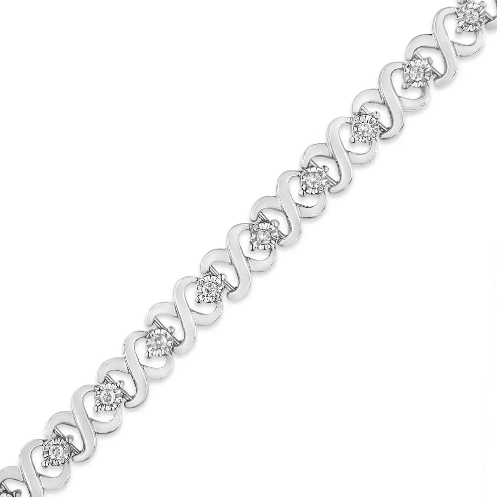 .925 Sterling Silver 1/3 Cttw Miracle Plate Round-cut Diamond Infinity Link Bracelet (i-j Color I3 Clarity) - Size