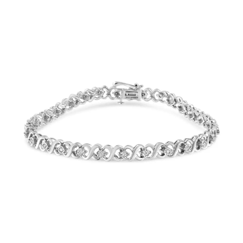 .925 Sterling Silver 1/3 Cttw Miracle Plate Round-cut Diamond Infinity Link Bracelet (i-j Color I3 Clarity) - Size