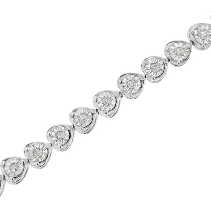 .925 Sterling Silver 1/3 Cttw Miracle-set Diamond Heart Link Bracelet (i-j Color I2-i3 Clarity) - 7.25’’ - Fine