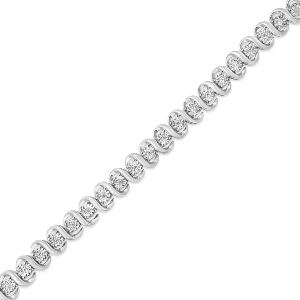 .925 Sterling Silver 1/3 Cttw Miracle-set Diamond ?S’ Link Tennis Bracelet (i-j Color I3 Clarity) - Size 7.25’’