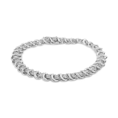 .925 Sterling Silver 1/3 Cttw Miracle-set Diamond ?S’ Link Tennis Bracelet (i-j Color I3 Clarity) - Size 7.25’’